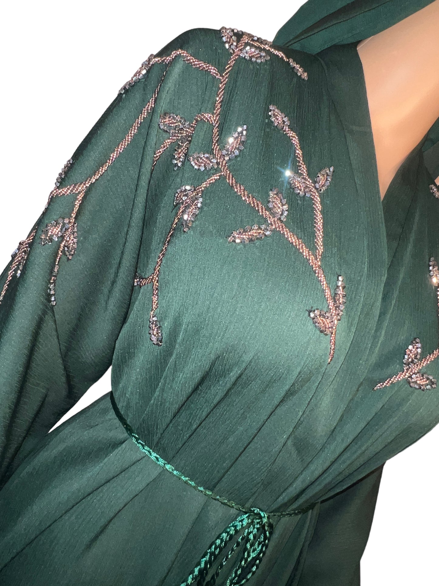 Emirati Embellished Abaya ~ Hunter Green