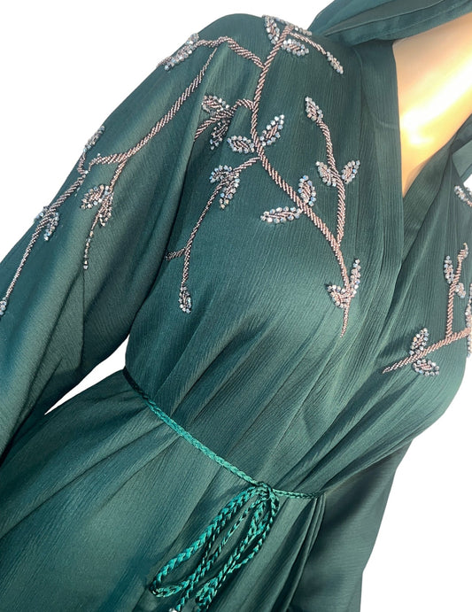 Emirati Embellished Abaya ~ Hunter Green