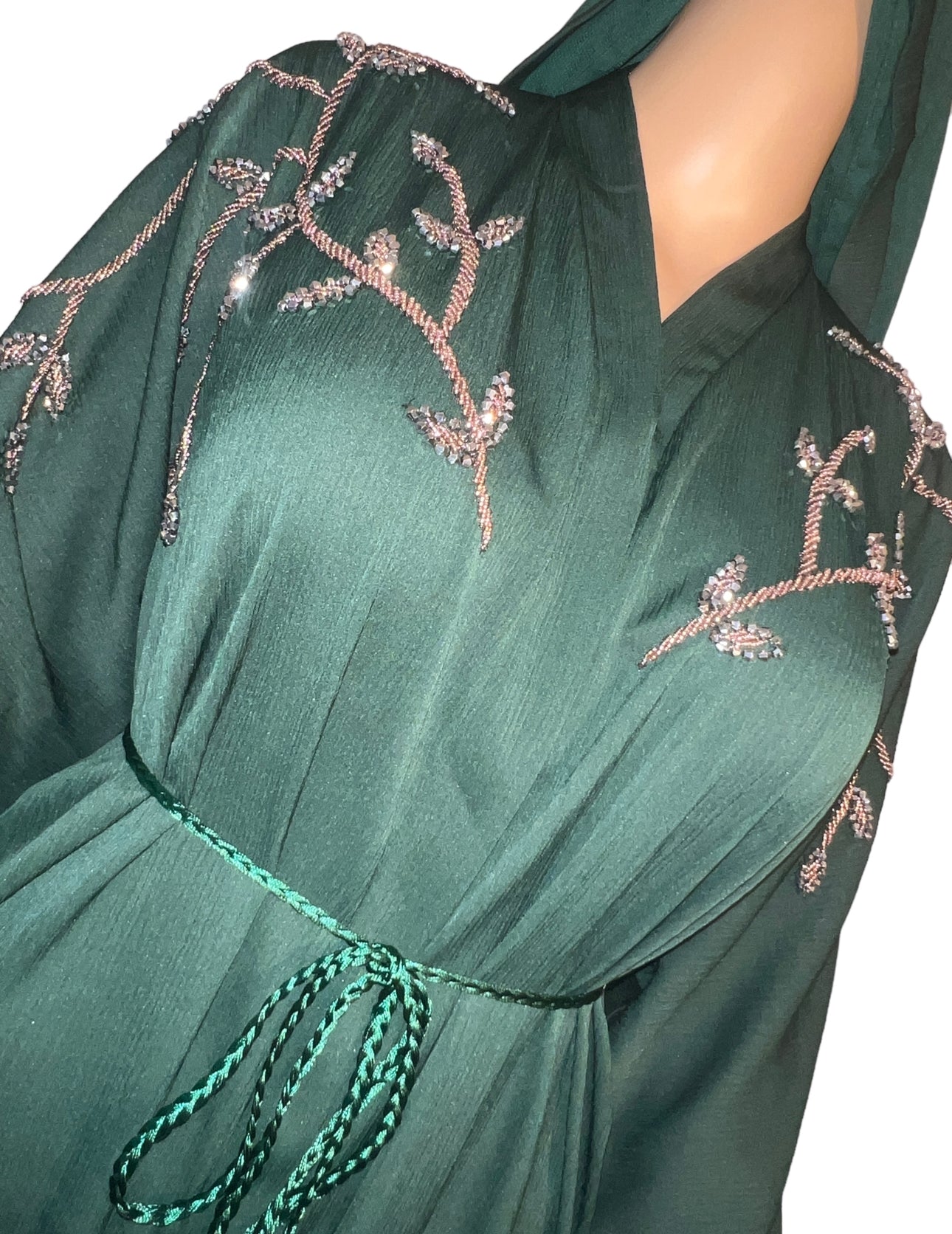 Emirati Embellished Abaya ~ Hunter Green